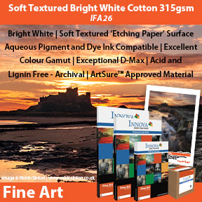 Innova Soft Textured Bright White Cotton 315gsm (IFA 26) | Archival Inkjet Fine Art Paper